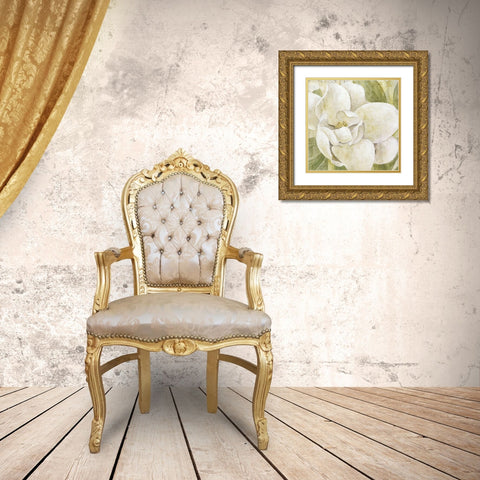 Magnolia Dolce Gold Ornate Wood Framed Art Print with Double Matting by Tava Studios