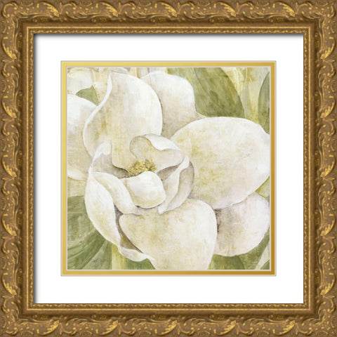 Magnolia Dolce Gold Ornate Wood Framed Art Print with Double Matting by Tava Studios