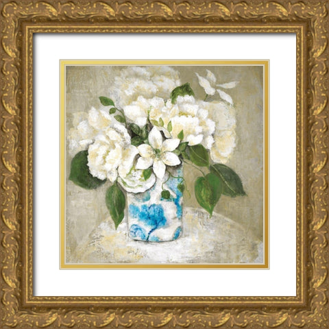 Doux Et Blanc Gold Ornate Wood Framed Art Print with Double Matting by Tava Studios