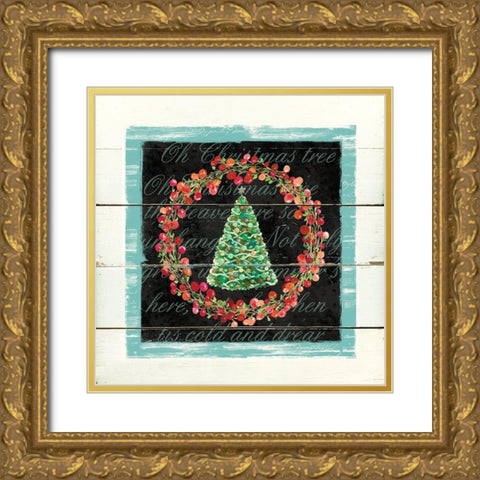 Oh Christmas Tree Gold Ornate Wood Framed Art Print with Double Matting by Robinson, Carol