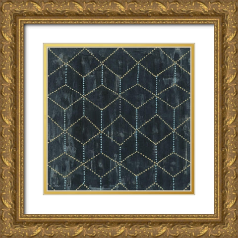 Geometric V Gold Ornate Wood Framed Art Print with Double Matting by Tava Studios