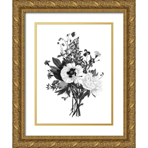 Botanical Black and Gold Ornate Wood Framed Art Print with Double Matting by Donovan, Kelly