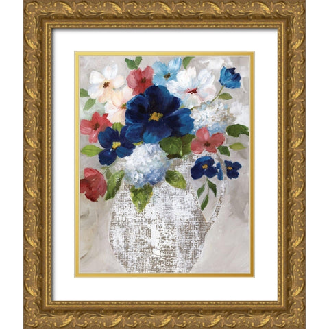 Linen Bouquet II Gold Ornate Wood Framed Art Print with Double Matting by Nan