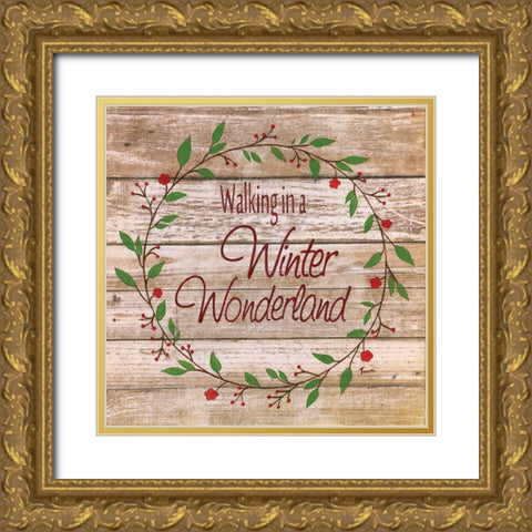 Winter Gold Ornate Wood Framed Art Print with Double Matting by Tava Studios