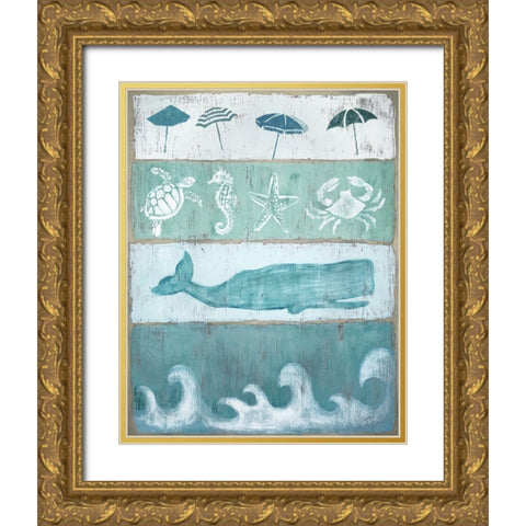 By The Sea Gold Ornate Wood Framed Art Print with Double Matting by Tava Studios