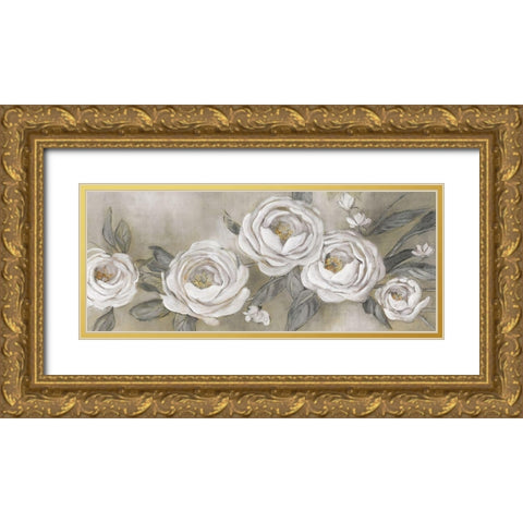 Cottage Roses Gold Ornate Wood Framed Art Print with Double Matting by Robinson, Carol