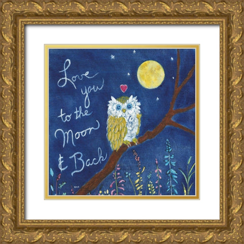 Love You Owl Gold Ornate Wood Framed Art Print with Double Matting by Tava Studios