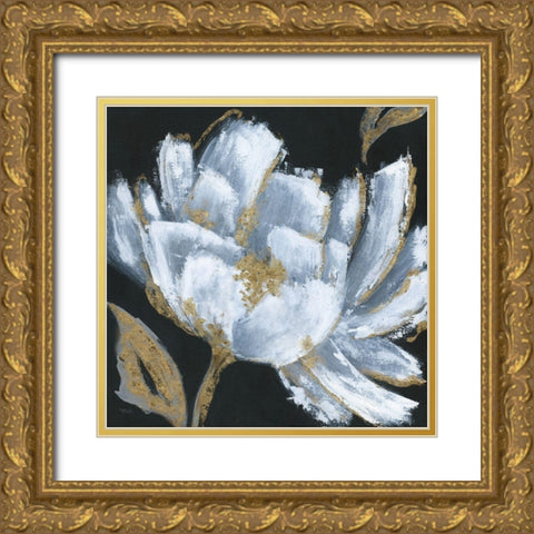 Midnight Bloom Gold Ornate Wood Framed Art Print with Double Matting by Tava Studios