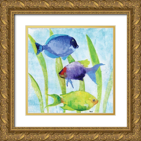 Iridescent Fish I Gold Ornate Wood Framed Art Print with Double Matting by Tava Studios