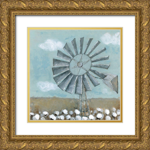 Mill Creek Farm Windmill Gold Ornate Wood Framed Art Print with Double Matting by Tava Studios