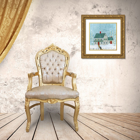 Home For Christmas Gold Ornate Wood Framed Art Print with Double Matting by Tava Studios