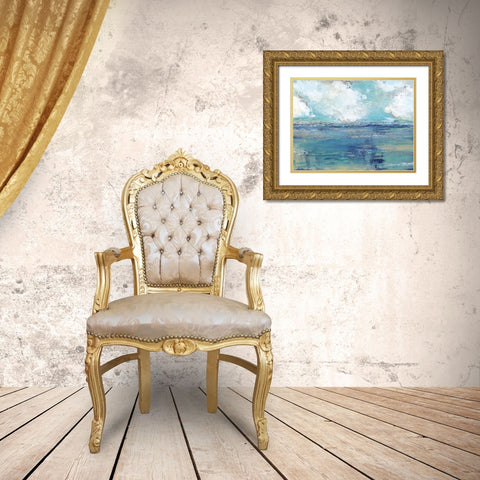 Oceans Away Gold Ornate Wood Framed Art Print with Double Matting by Tava Studios