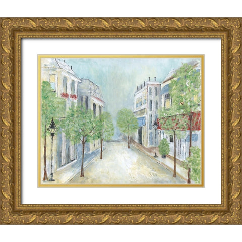 Springtime Stroll Gold Ornate Wood Framed Art Print with Double Matting by Tava Studios
