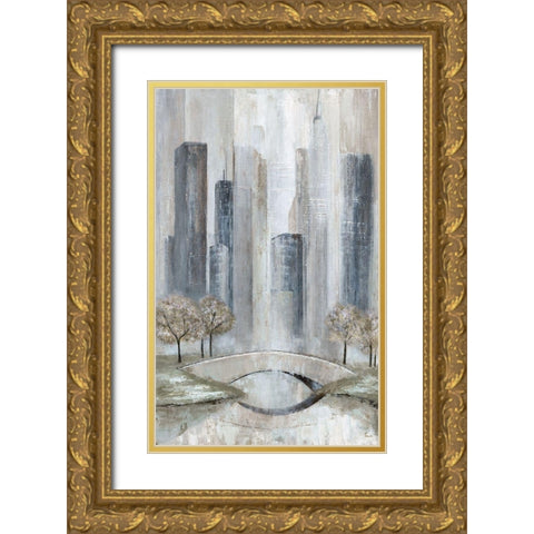 Central Park Gold Ornate Wood Framed Art Print with Double Matting by Tava Studios