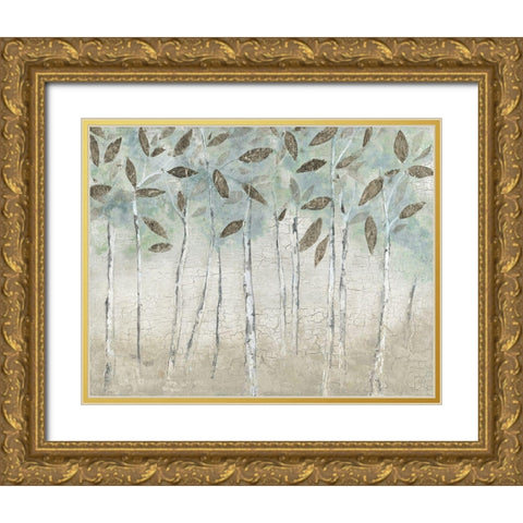 Rain Soft Woods Gold Ornate Wood Framed Art Print with Double Matting by Tava Studios