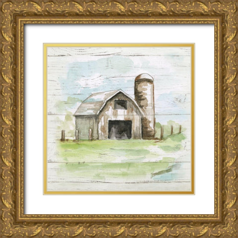 Weathered Barn Gold Ornate Wood Framed Art Print with Double Matting by Nan