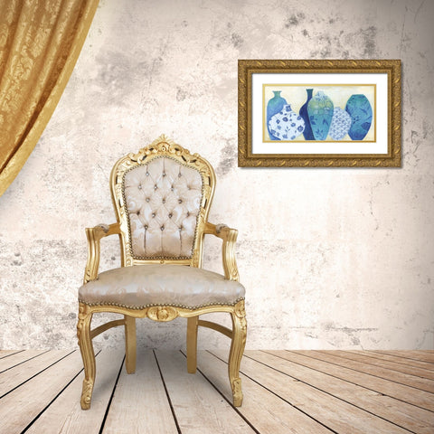 Chinoiserie Home Gold Ornate Wood Framed Art Print with Double Matting by Tava Studios