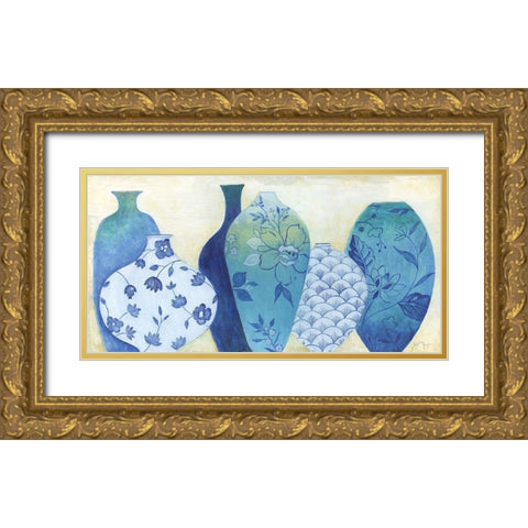 Chinoiserie Home Gold Ornate Wood Framed Art Print with Double Matting by Tava Studios