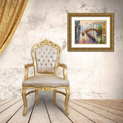 Venice Twilight Gold Ornate Wood Framed Art Print with Double Matting by Orme, E. Anthony