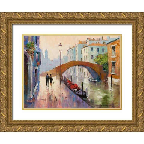 Venice Twilight Gold Ornate Wood Framed Art Print with Double Matting by Orme, E. Anthony