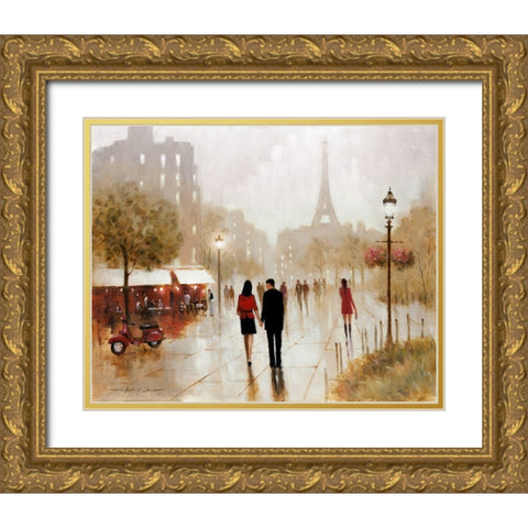 Romantic Stroll Gold Ornate Wood Framed Art Print with Double Matting by Orme, E. Anthony