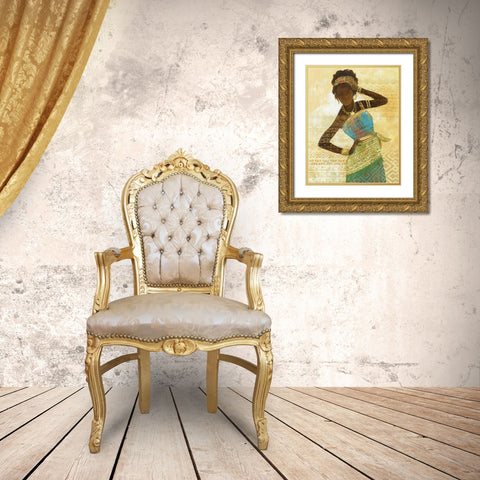 Tribal Vision Gold Ornate Wood Framed Art Print with Double Matting by Nan