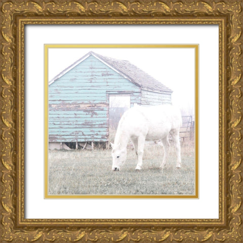 High Key Horse Gold Ornate Wood Framed Art Print with Double Matting by Robinson, Carol