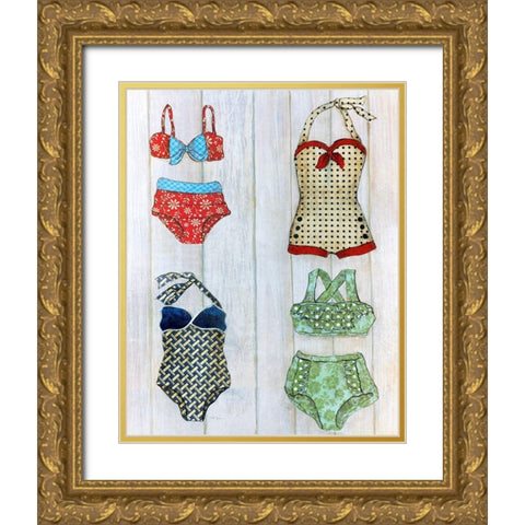 Vintage Bathing Suits II Gold Ornate Wood Framed Art Print with Double Matting by Tava Studios