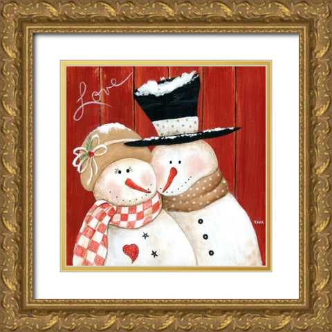 Frosty Love Gold Ornate Wood Framed Art Print with Double Matting by Tava Studios