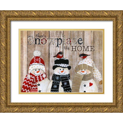 Snowplace Like Home Gold Ornate Wood Framed Art Print with Double Matting by Tava Studios