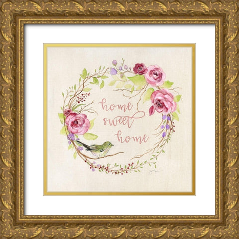 Spring Home Gold Ornate Wood Framed Art Print with Double Matting by Tava Studios