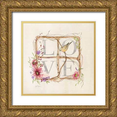 Spring Love Gold Ornate Wood Framed Art Print with Double Matting by Tava Studios