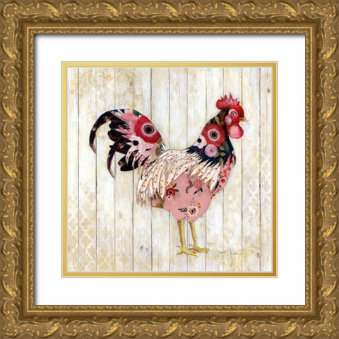 Pecking Order I Gold Ornate Wood Framed Art Print with Double Matting by Tava Studios