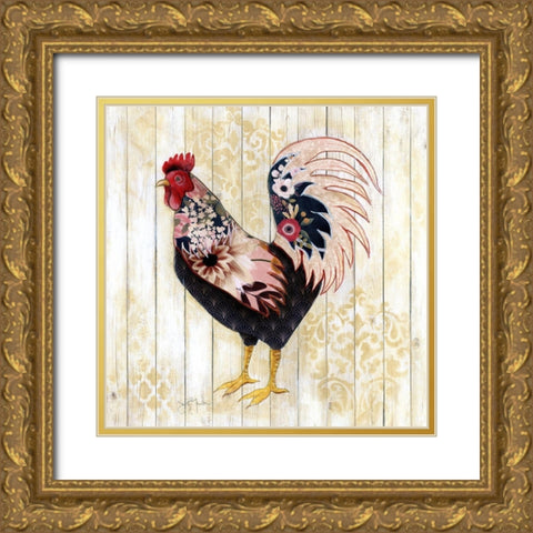 Pecking Order II Gold Ornate Wood Framed Art Print with Double Matting by Tava Studios