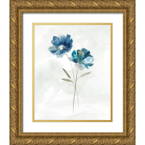 Blue Botanical II Gold Ornate Wood Framed Art Print with Double Matting by Robinson, Carol