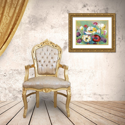 Alexs Garden Gold Ornate Wood Framed Art Print with Double Matting by Tava Studios