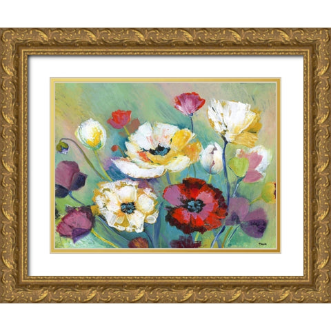 Alexs Garden Gold Ornate Wood Framed Art Print with Double Matting by Tava Studios