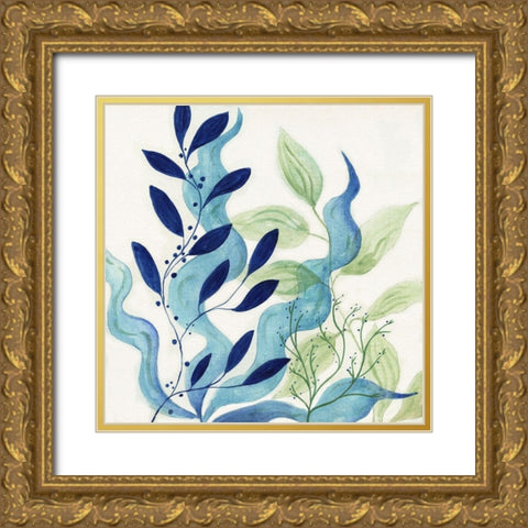 Blue Coral I Gold Ornate Wood Framed Art Print with Double Matting by Tava Studios