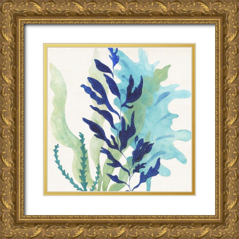Blue Coral II Gold Ornate Wood Framed Art Print with Double Matting by Tava Studios