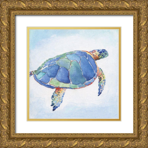 Galapagos Sea Turtle I Gold Ornate Wood Framed Art Print with Double Matting by Tava Studios