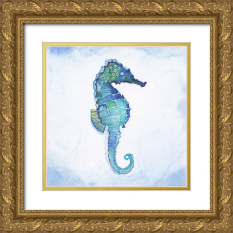 Galapagos Sea Horse Gold Ornate Wood Framed Art Print with Double Matting by Tava Studios