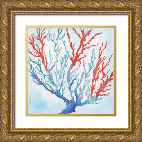 Galapagos Coral Gold Ornate Wood Framed Art Print with Double Matting by Tava Studios