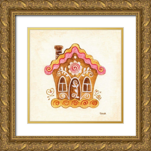 Gingerbread House II Gold Ornate Wood Framed Art Print with Double Matting by Tava Studios
