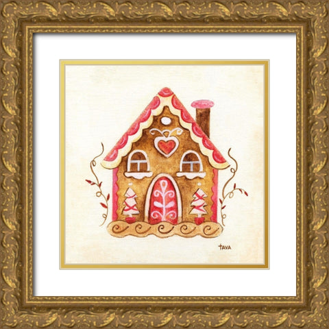 Gingerbread House III Gold Ornate Wood Framed Art Print with Double Matting by Tava Studios