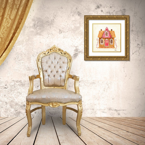 Gingerbread House IV Gold Ornate Wood Framed Art Print with Double Matting by Tava Studios