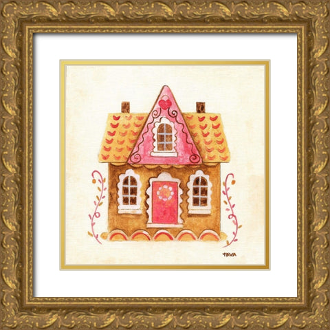 Gingerbread House IV Gold Ornate Wood Framed Art Print with Double Matting by Tava Studios