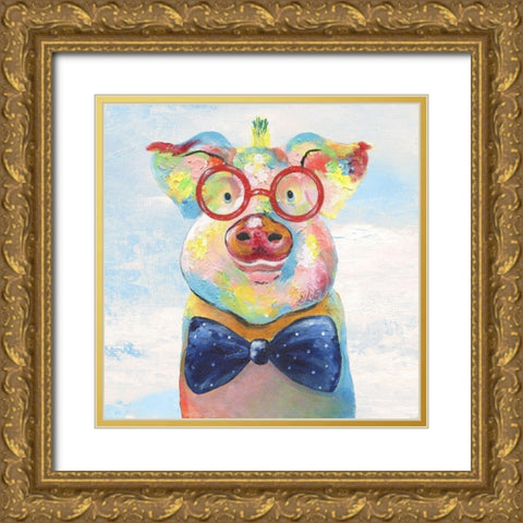 Groovy Pig and Sky Gold Ornate Wood Framed Art Print with Double Matting by Tava Studios