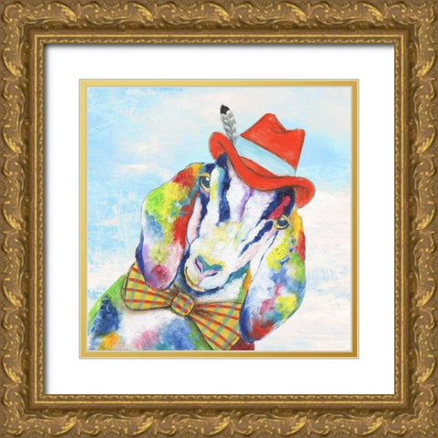 Groovy Goat and Sky Gold Ornate Wood Framed Art Print with Double Matting by Tava Studios