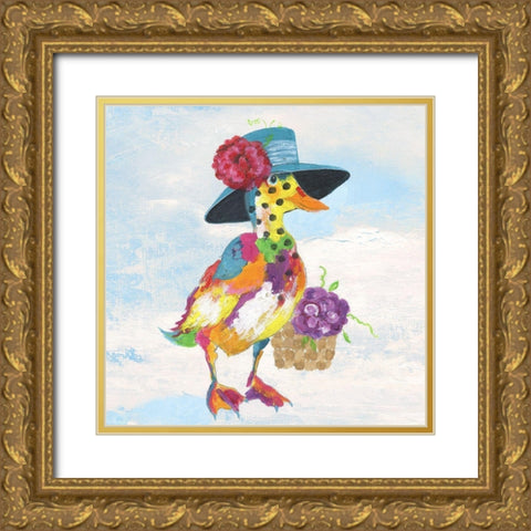 Groovy Duck and Sky Gold Ornate Wood Framed Art Print with Double Matting by Tava Studios