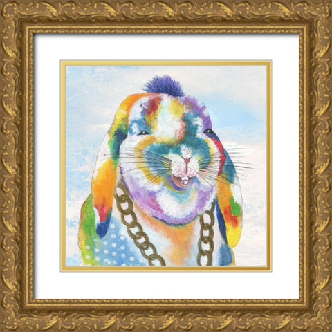 Groovy Bunny and Sky Gold Ornate Wood Framed Art Print with Double Matting by Tava Studios